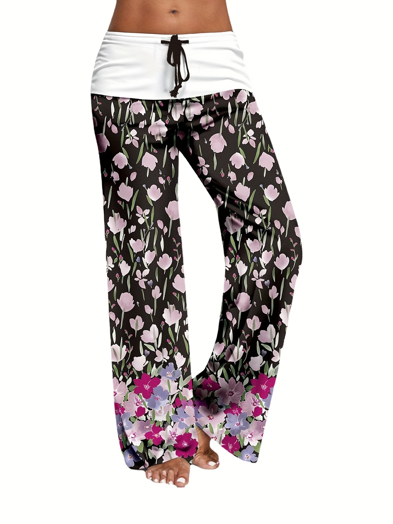 Smiley Floral Drawstring Pants