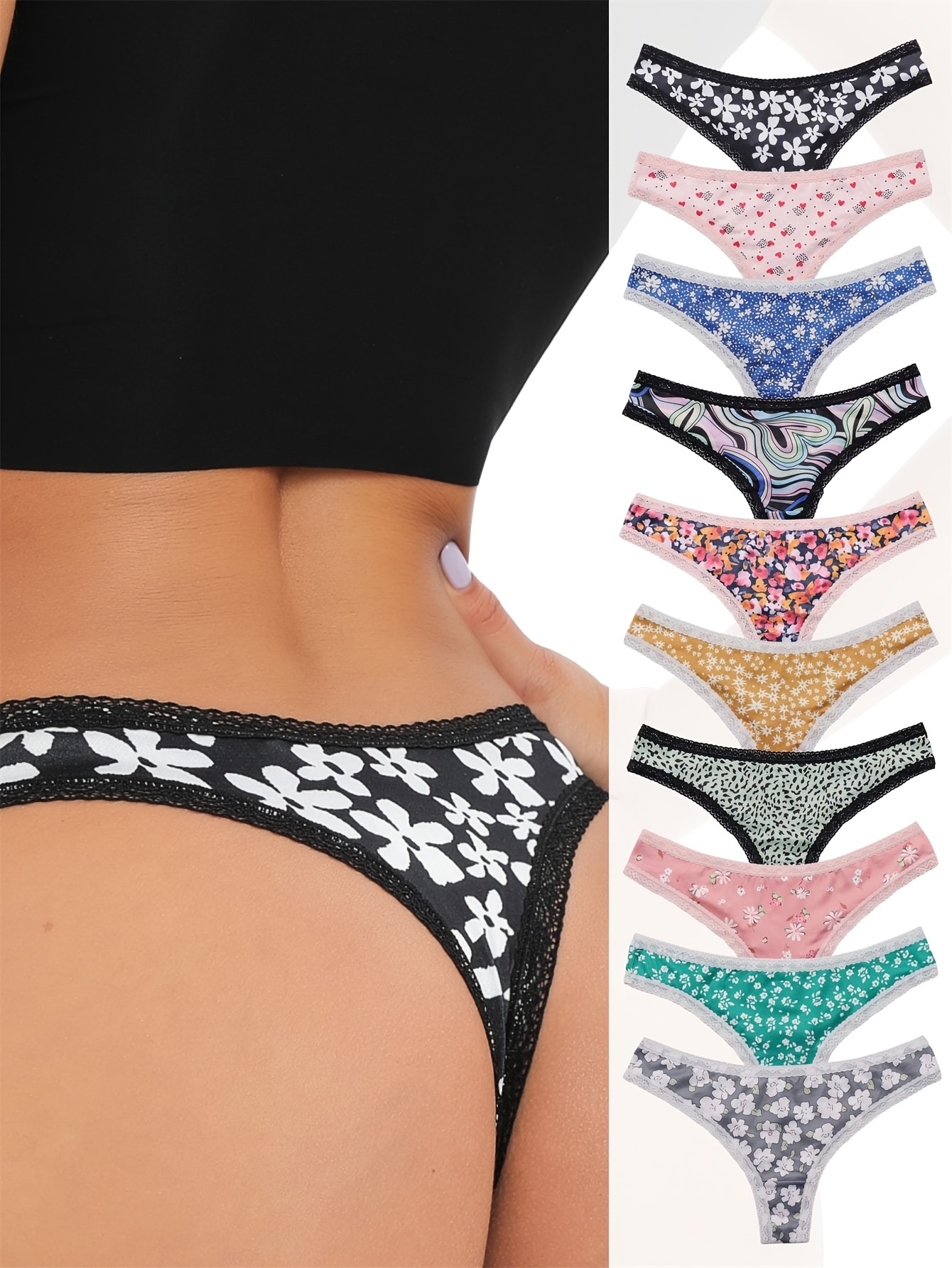 Pack of 6 Assorted Colors Panties For Girls With Colorful & Glittery Prints  – D'chica