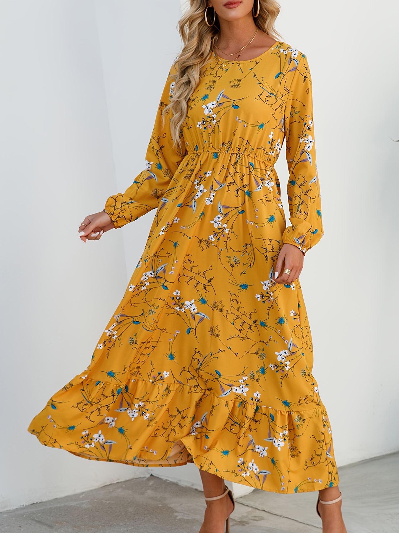 Yellow Dresses With Flowers - Free Shipping For New Users - Temu United  Kingdom