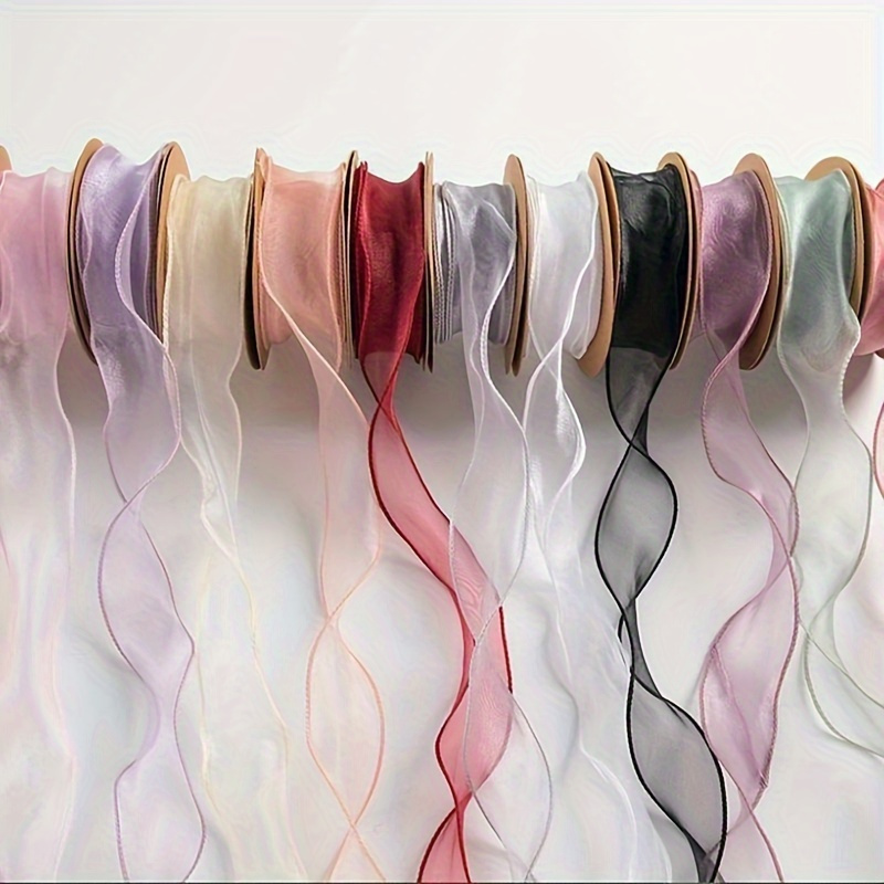 HYDa 1 Roll Organza Ribbon Easy to Cut Decorative Versatile Wide Shimmers  Twisting Chiffon Organza Ribbon for Bouquet Wrapping