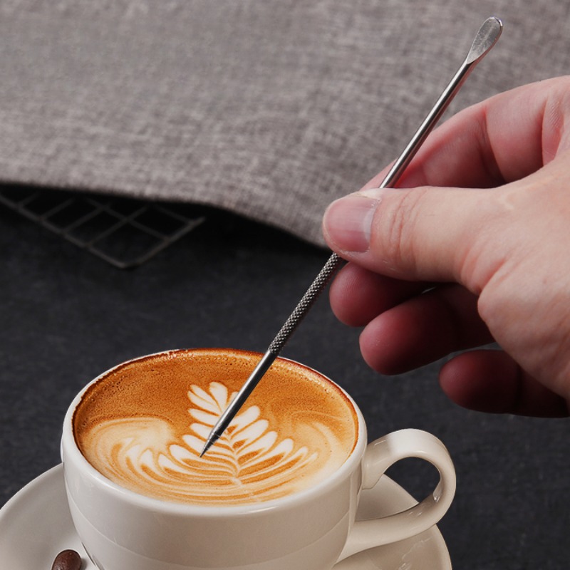 2Pcs 304 Stainless Steel Coffee Art Pen Barista Cappuccino Espresso Coffee  Decorating Latte Art Pen Fancy Cafe Tool
