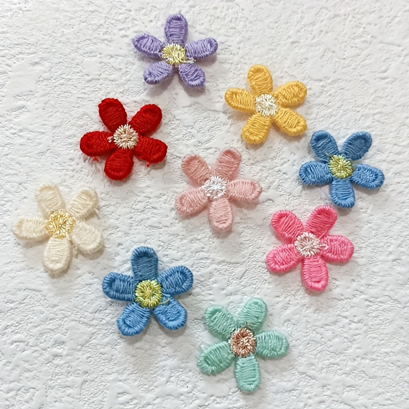 100pcs Assorted Flower Embroidered Sewing Patch Applique Clothes Dress  Plant Sewing Flowers Applique Diy Accessory Random Color
