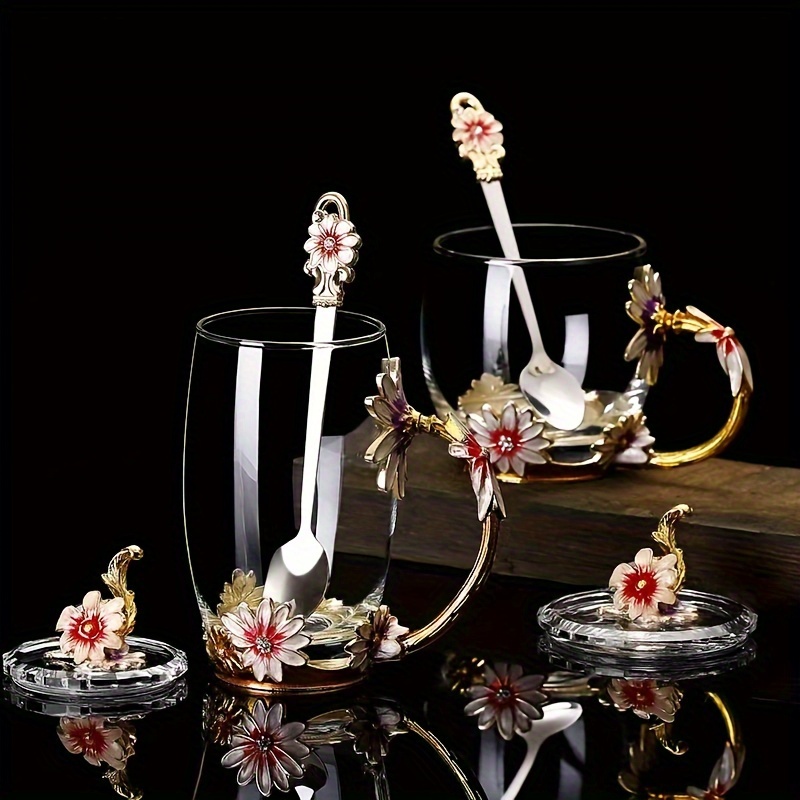 Luxury Glasses Cup with Ceramics Tray Phnom Penh Star Moon Dish