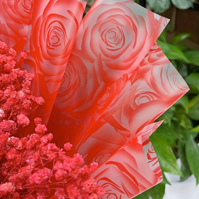 China 20pcs White Border Flower Wrapping Fog Surface Gifts Paper Florist Bouquet Waterproof Plastic Paper, Size: 58