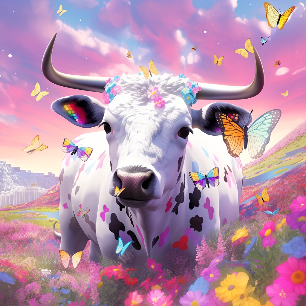 5D DIY Artificial Diamond Painting Cow Diamond Painting For Living Room  Bedroom Decoration 20*30cm/9.8in*11.8in