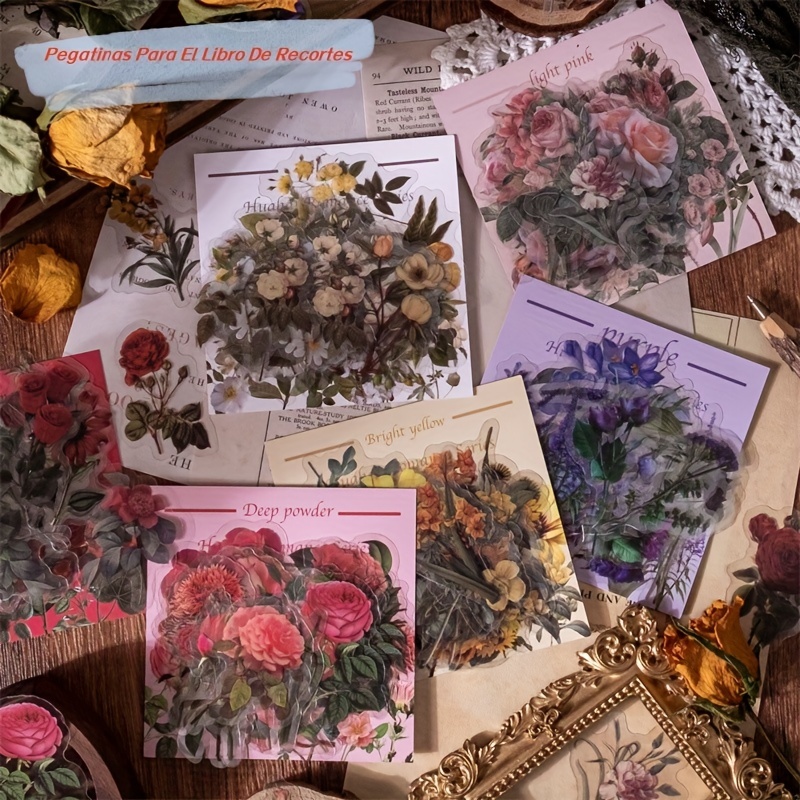 Mr.paper-Paquete de pegatinas de flores estéticas, 6 estilos