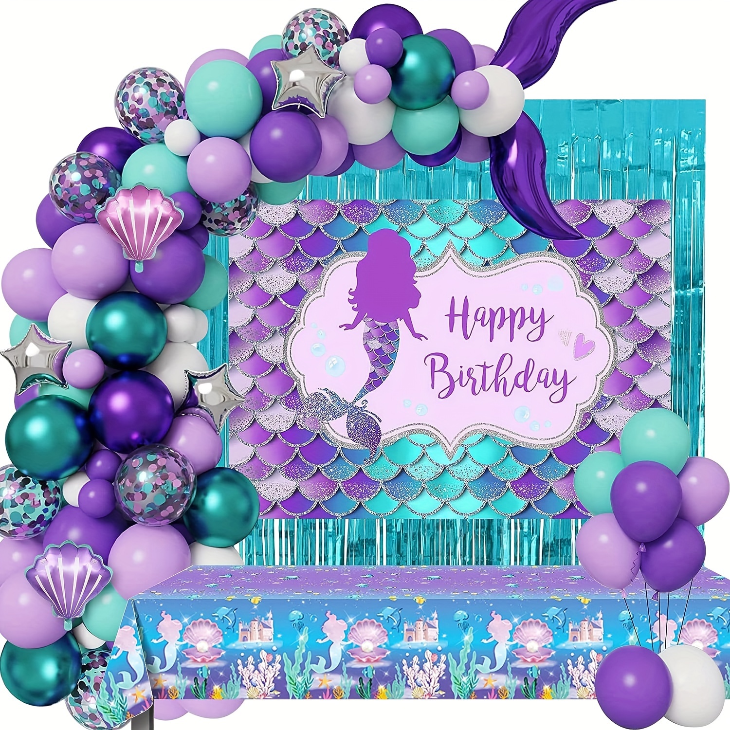 34pcs Decoraciones Cumpleaños Sirenita Ariel Licencia - Temu