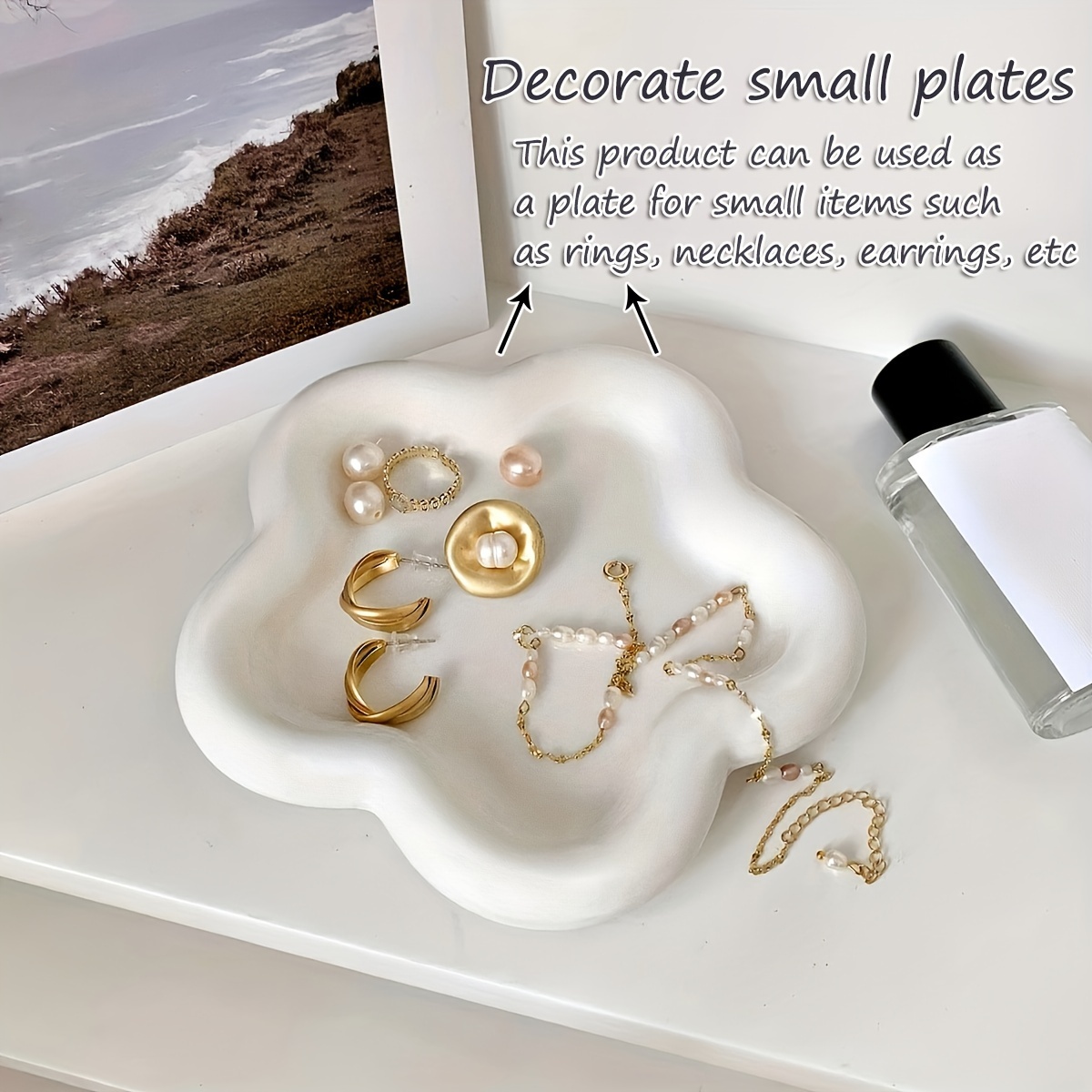 JJ Gifts Jewelry Platter Dish Tray Organizer with Gold Bow and Outline  Snack Holder trinkets Accessory (Peach Circle Set of 2)