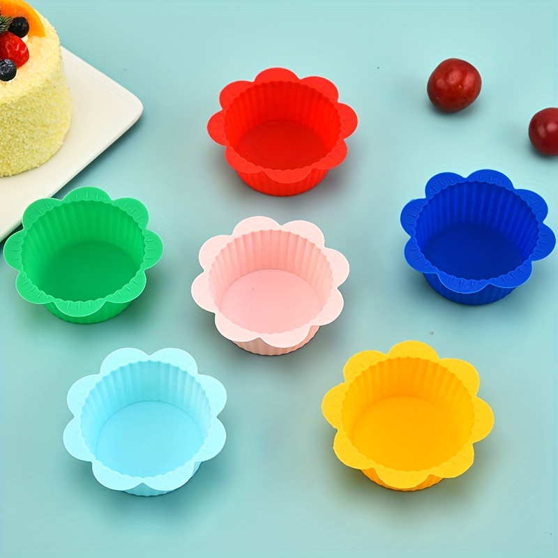 12pcs Muffin Cup Cake Mold Flower Shaped Muffin Cup Mold Silicone Cake Cup  DIY Baking