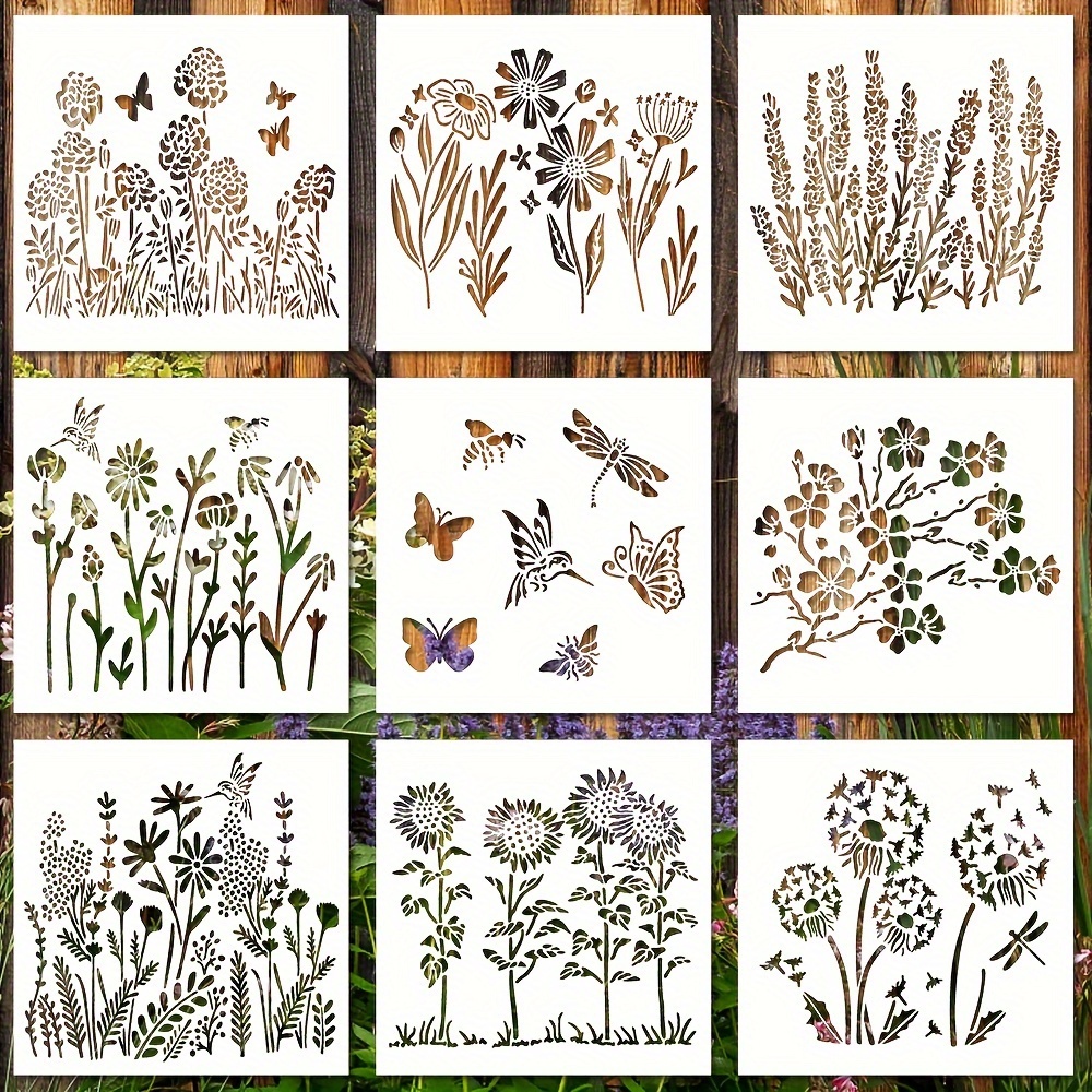 Dandelion and Lavender Silk Screen Stencils DIY Reusable Flower