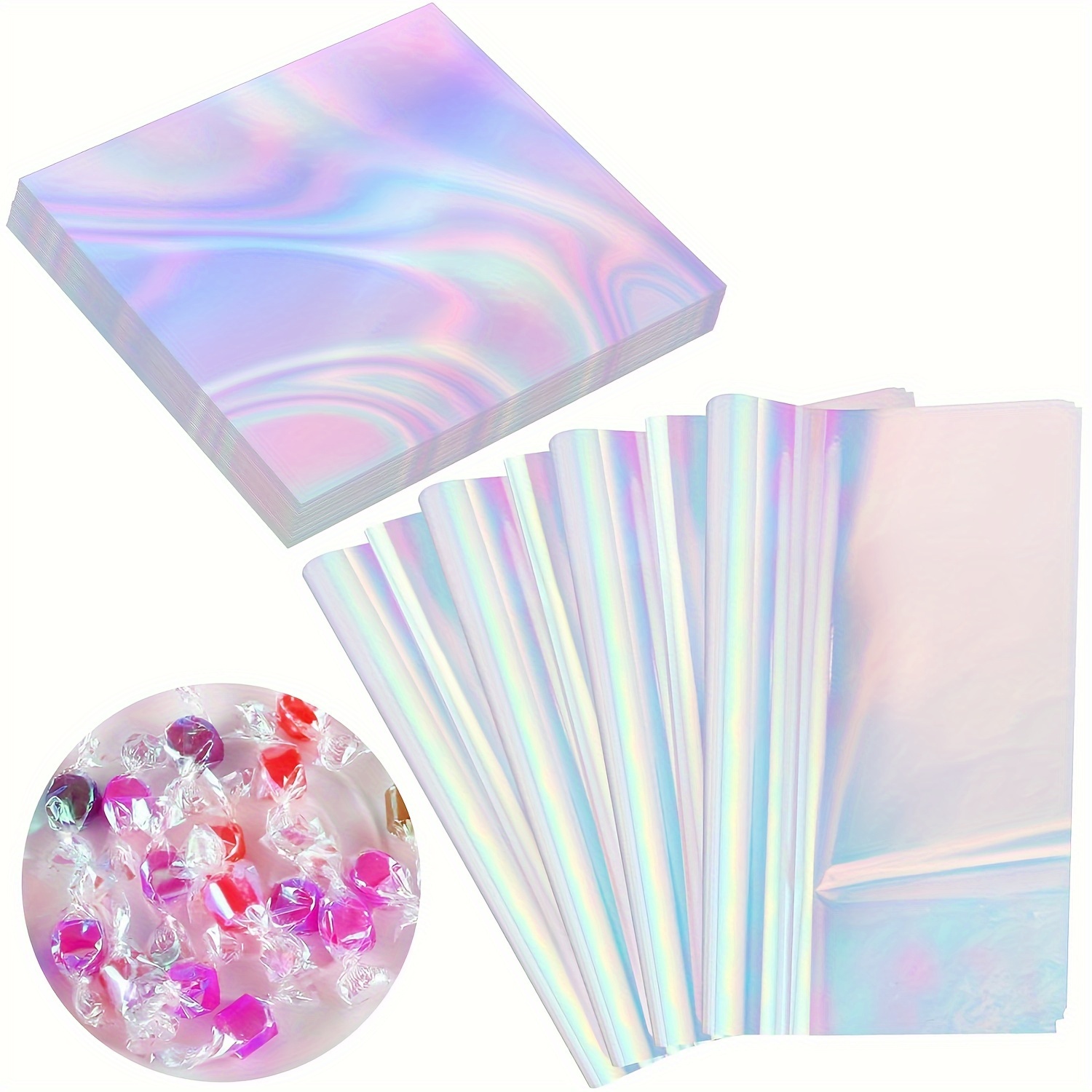 PVC Holographic Sheet Transparent Iridescent Opal Roll Vinyl Rainbow Glossy  Clear Film Mirrored Foil Laser Fabric for Craft Cutters Shoes Bag Sewing  Patchwork Window Gold 