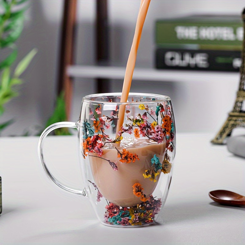 420/600ML 2-6PCS Transparent Glass Cup with Lid Straw Bubble Tea Cup Juice  Coffee Beer Can Milk Mocha Breakfast Mug Drinkware