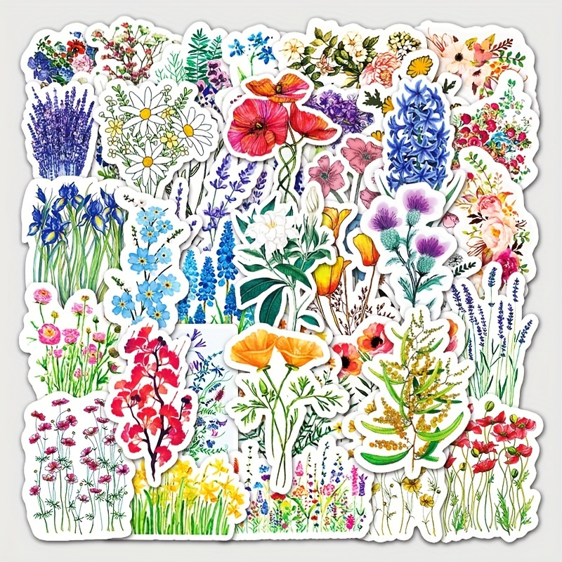 Flower Stickers Plant Flowers Rich Flowers Various Colors - Temu