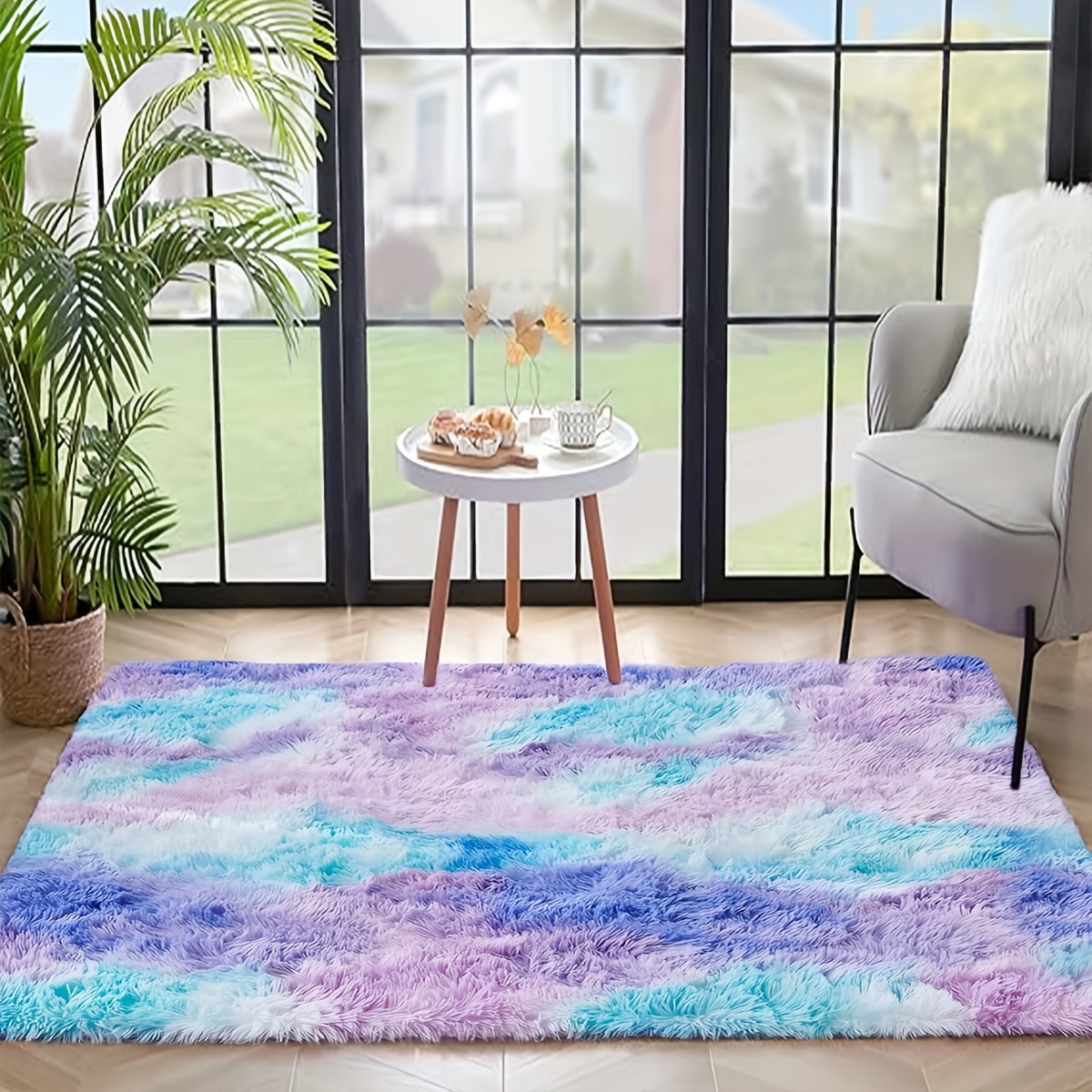Alfombra acolchada de terciopelo de cristal en estilo moderno, alfombra  rectangular esponjosa para el hogar, alfombra de felpa corta para sala de