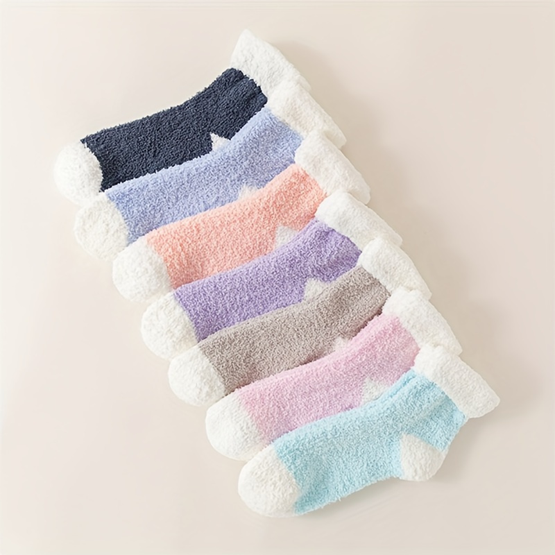 Colorblock Fuzzy Non-Skid Socks with Aloe
