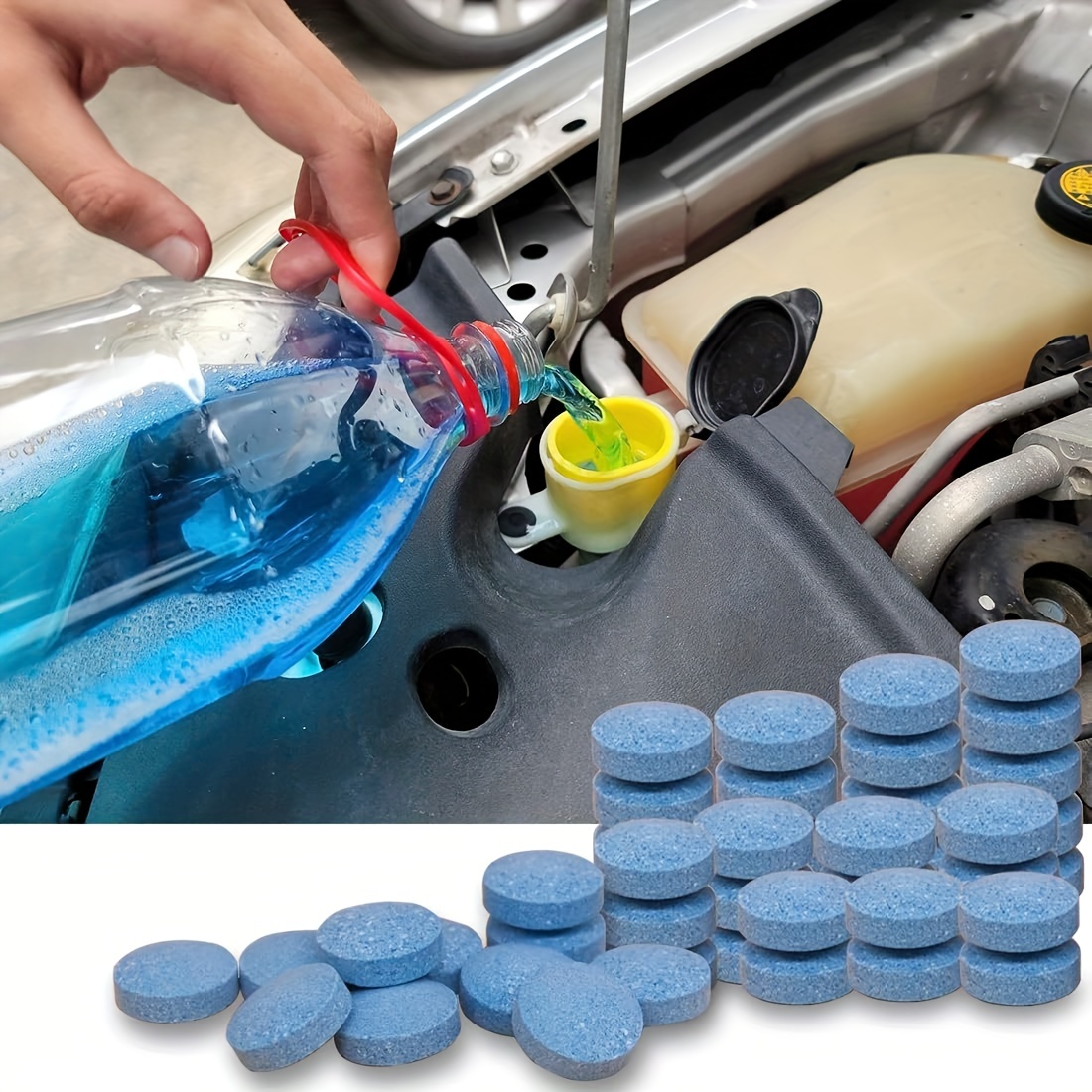 1 Set Washer Fluid Tablets Solid High Enrichment Blue Car Care Auto  Windshield Effervescent Concentrates Tablets For Vehicle