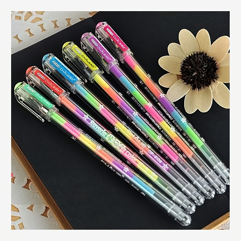 6pcs Rainbow Gradient Gel Pens Glitter Colors