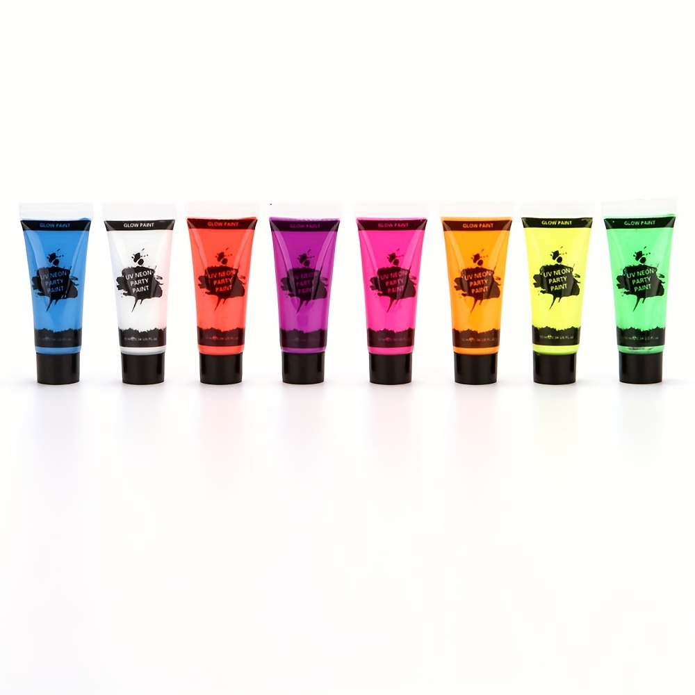 Individuall Fabric Paint for Clothes - Set of 8 Neon, 20ml, Black Light Glow in The Dark Paint Colors for Clothes, Textile and Canvas - Gifts for