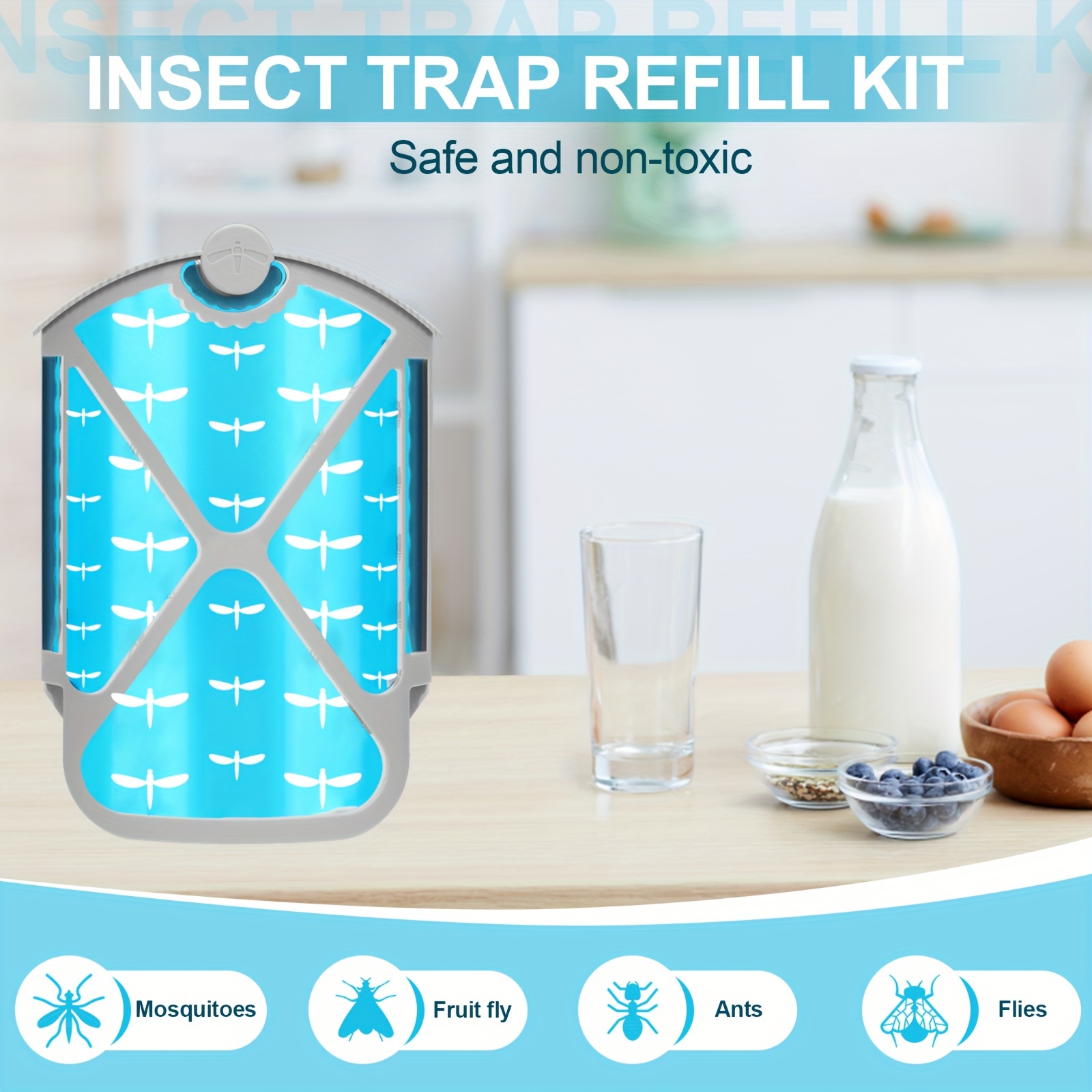 Zevo Flying Insect Trap, Fly Trap Refill Cartridges (Value Pack, 4