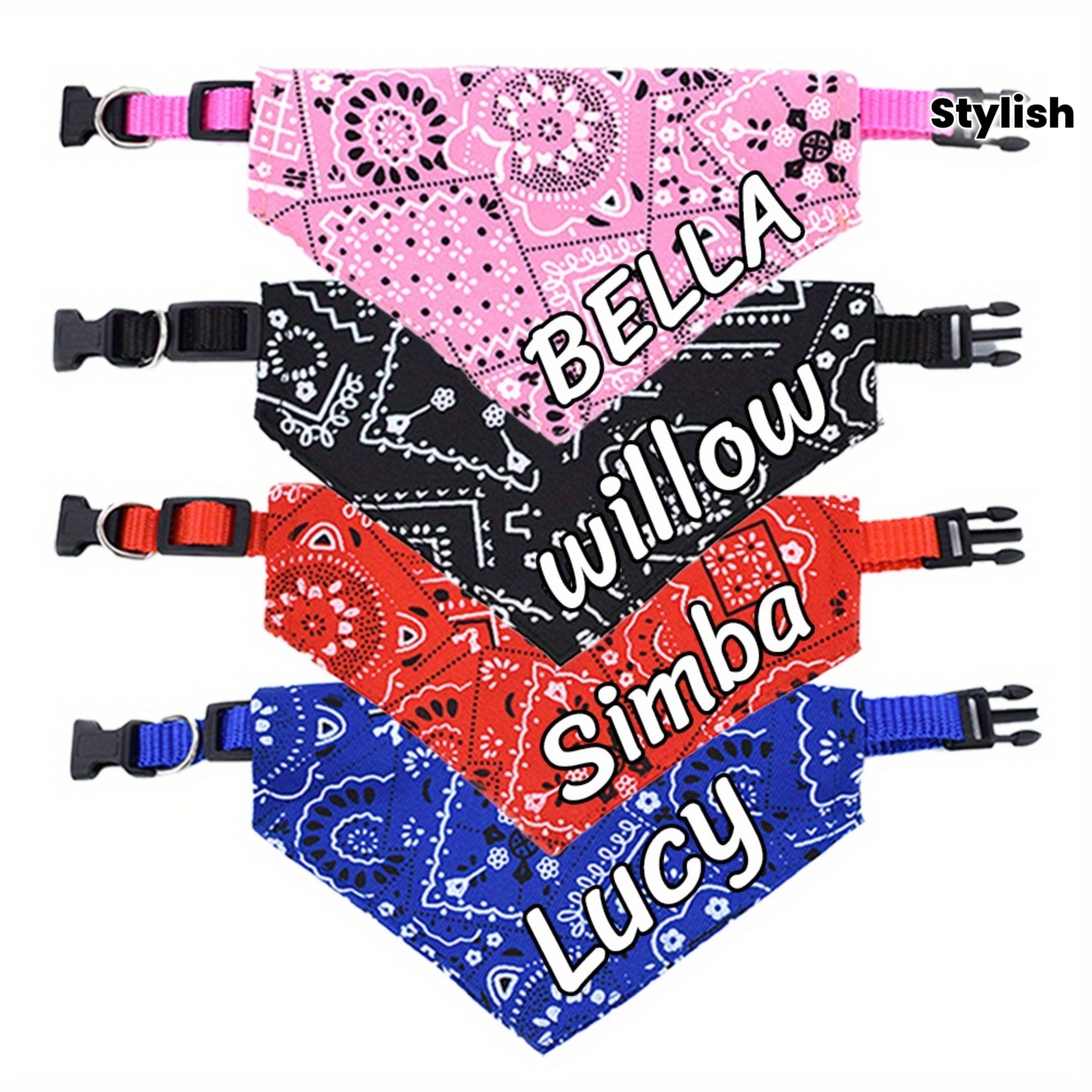 Custom Stylish Print Dog Bandana, Personalized Adjustable Dog Collar Pet Saliva Towel Dog Costume Necklace for and Medium Sized Dogs for Stocking Stuffers, Ideal Gift for Pets