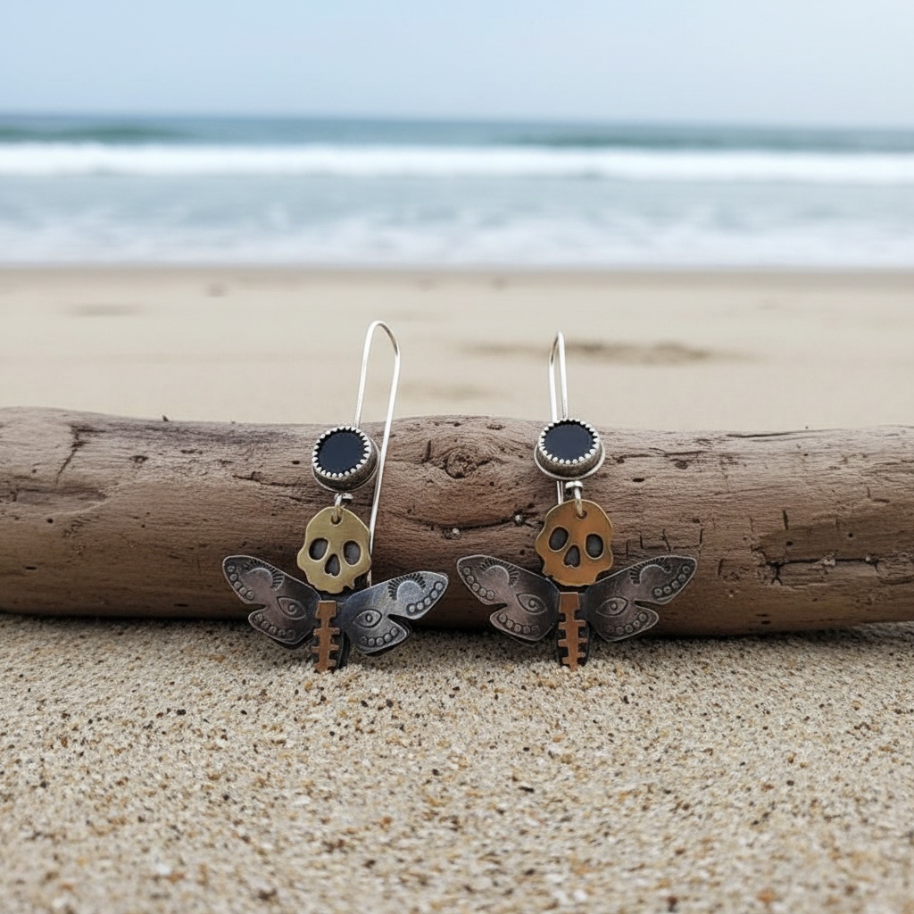 Niche Punk-Style Vintage Skull Butterfly Earrings for Women