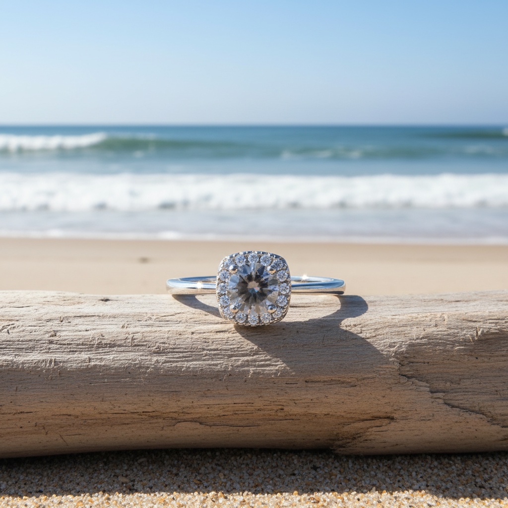 Women's 925 Sterling Silver Moissanite Square Ring — Wedding Gift