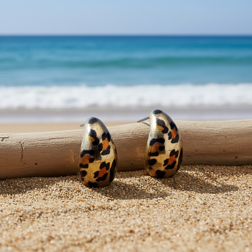 Women's Cute Leopard Print Water Drop Stud Earrings