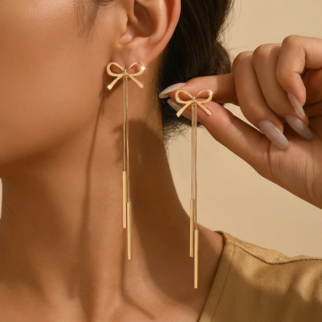 Women's Elegant Geometric Design Snake Chain Stud Earrings