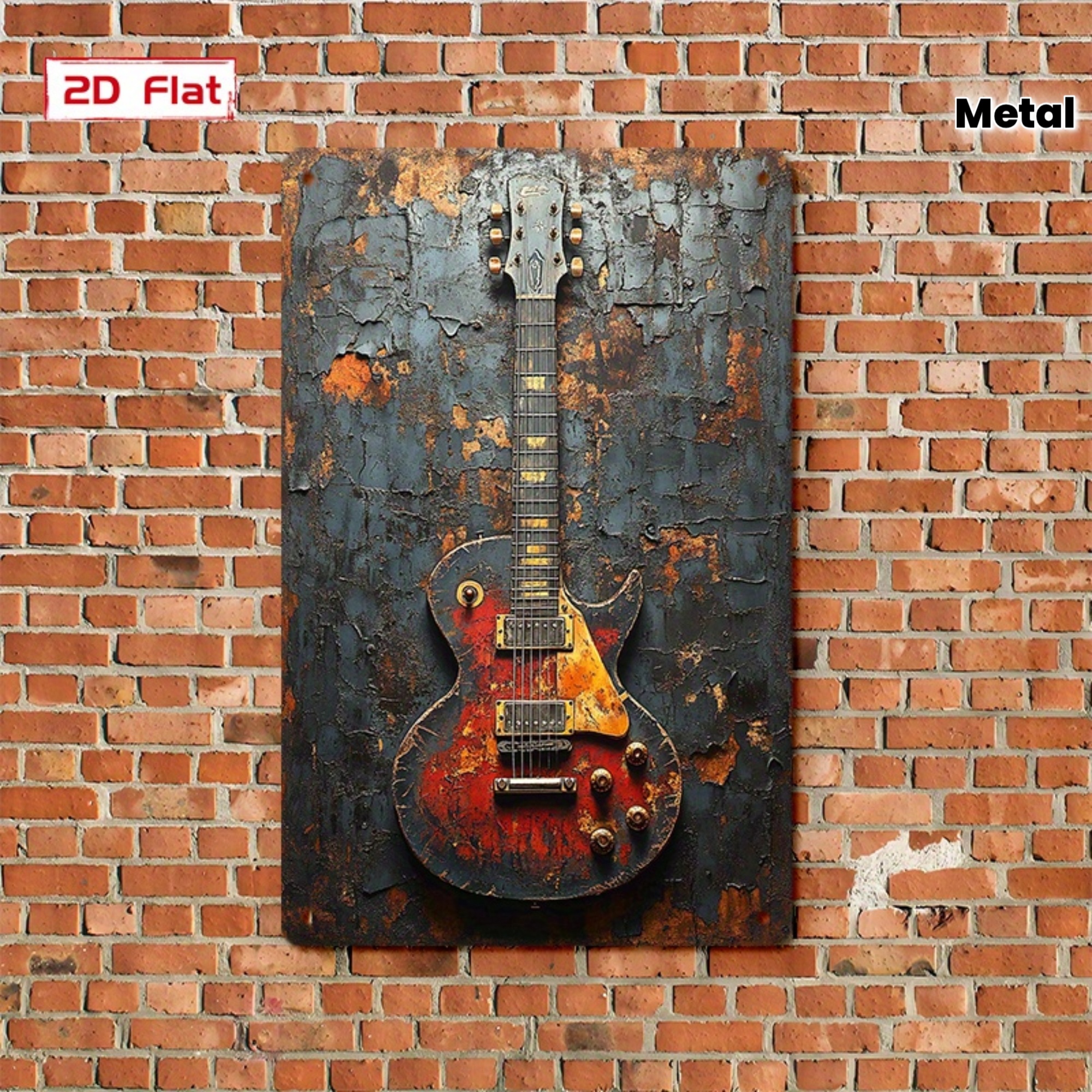 TEMU Decorative Sign, 1pc, Metal Tin Sign Decoration, Vintage Metal Electric Guitar, Showcasing Of The 60s And 70s, A For Art Decor Posters Suitable