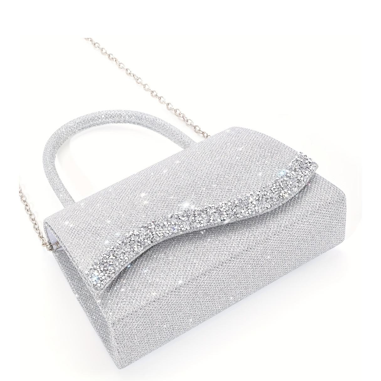 Sparkling Rhinestone Evening Bag with Multi-Functional Chain
