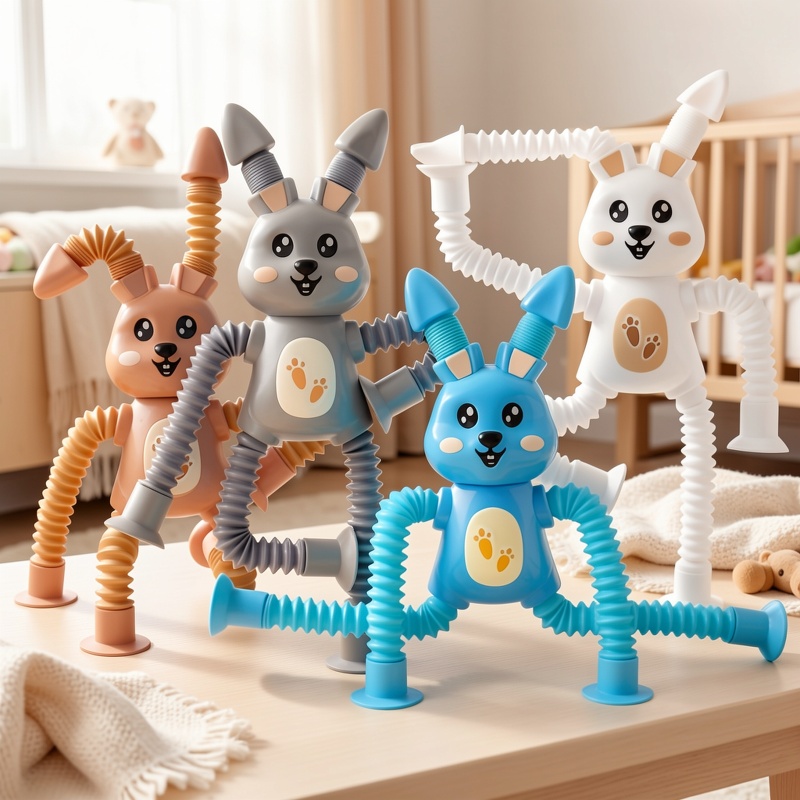 Stretchable Easter Bunny Pulling Tube Toy