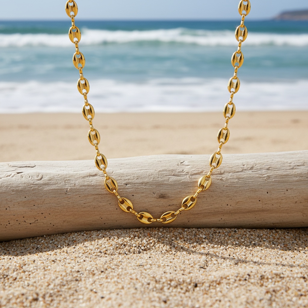 Men's 316 Stainless Steel Coffee Bean Necklace, Durable