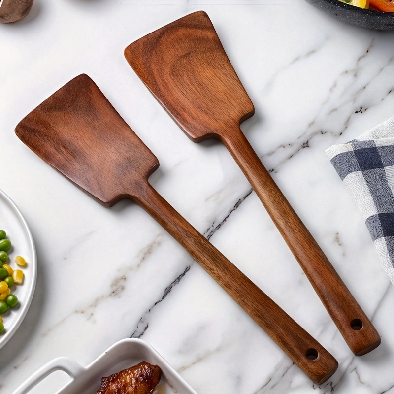 1pc Acacia Wood Spatula Non-Stick Pan Special Frying Wooden Spatula Household Kitchen Anti-Scalding High Temperature Resistant Solid Wood Thin Spatula