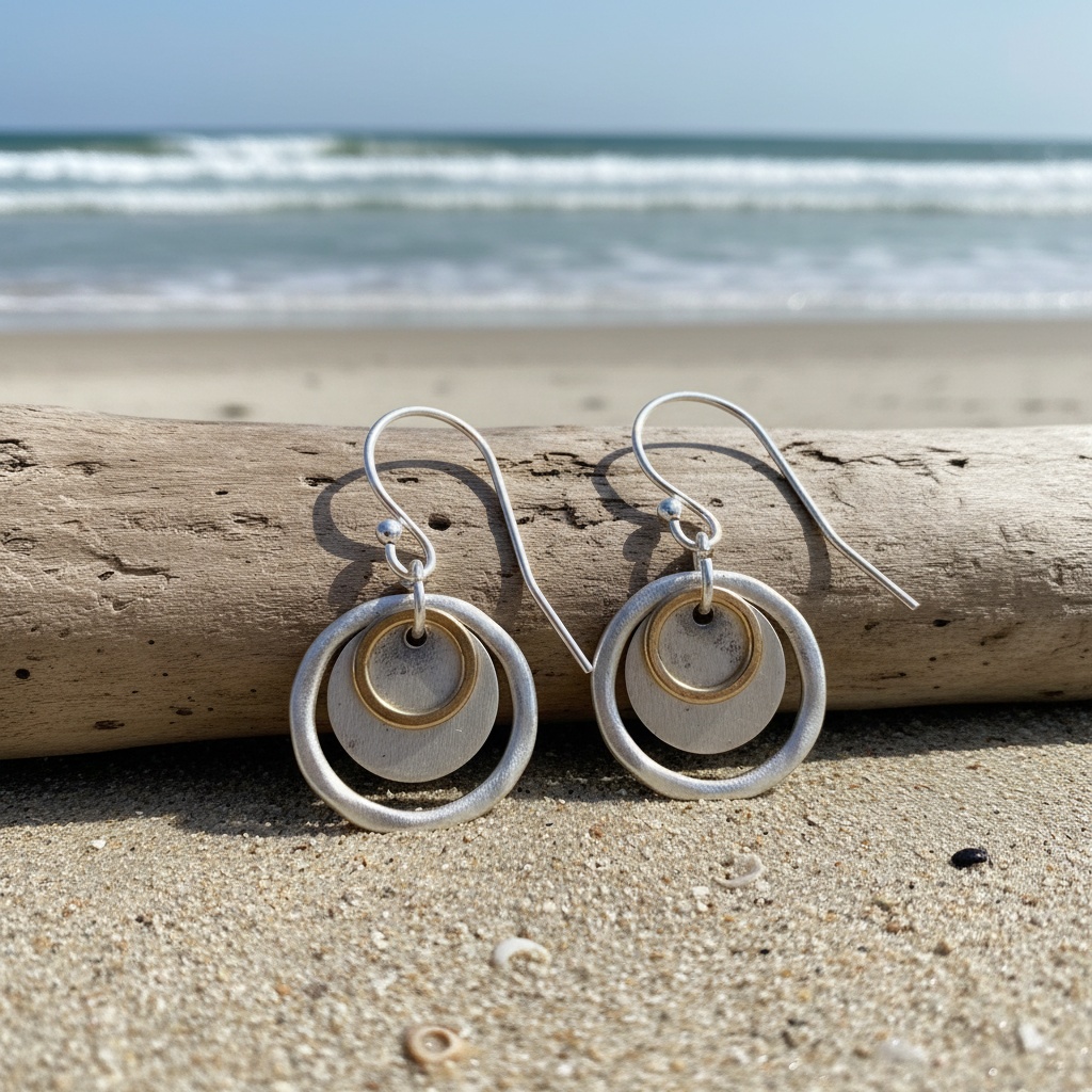 Women's Vintage Copper Handmade Hanging Ring Earrings