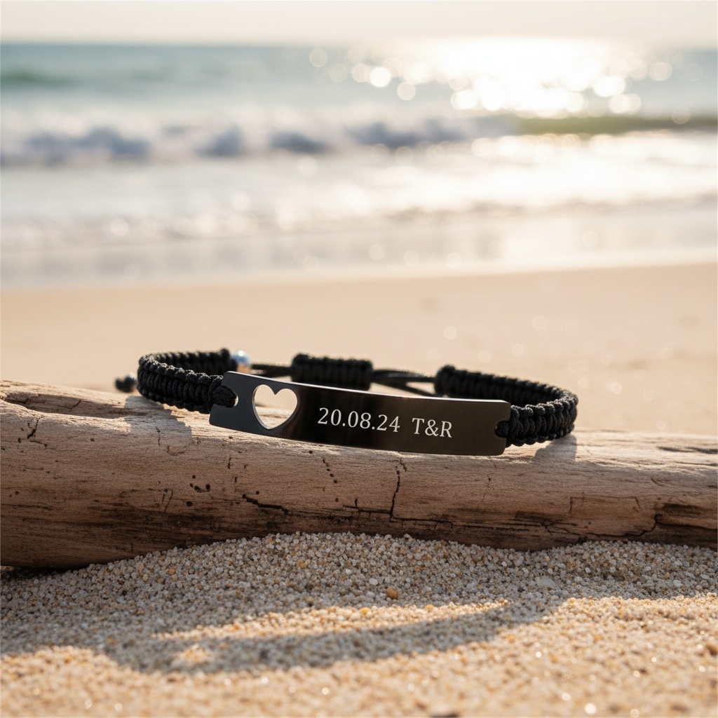 Custom Couple's Fashion Bracelet, Personalized Text & Symbols