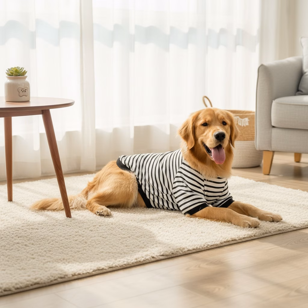large dog fleece round neck black and white striped casual sweatshirt Product details 8
