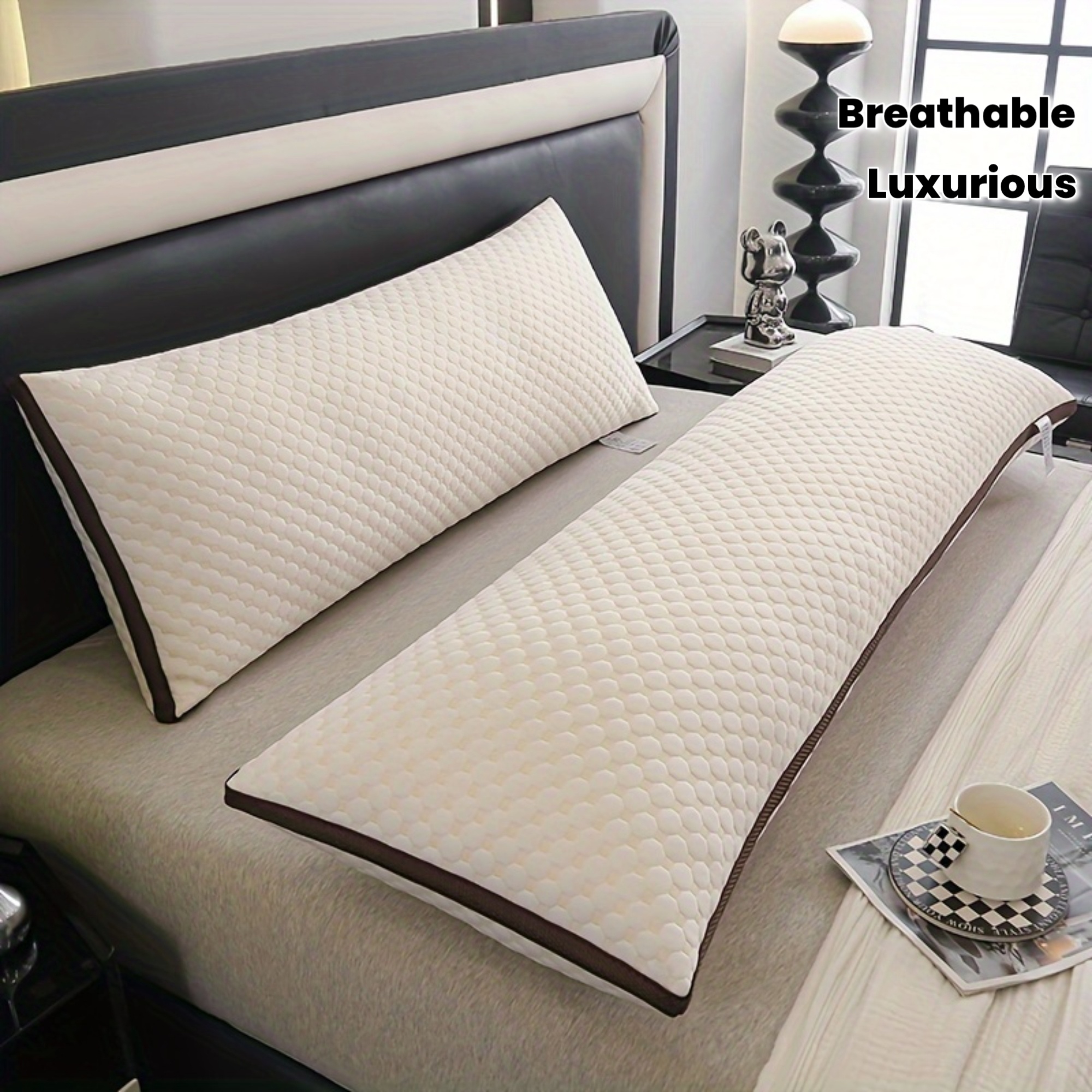 luxurious 3d long pillow couples soft polyester breathable - Temu