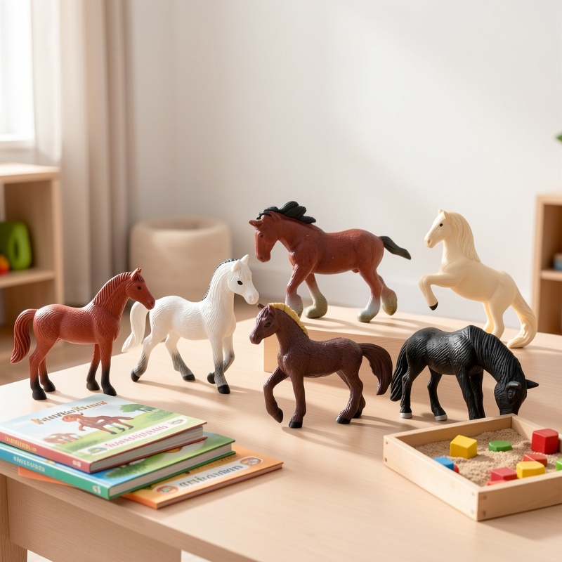 18pcs Realistic Foal Model Children's Toy Set