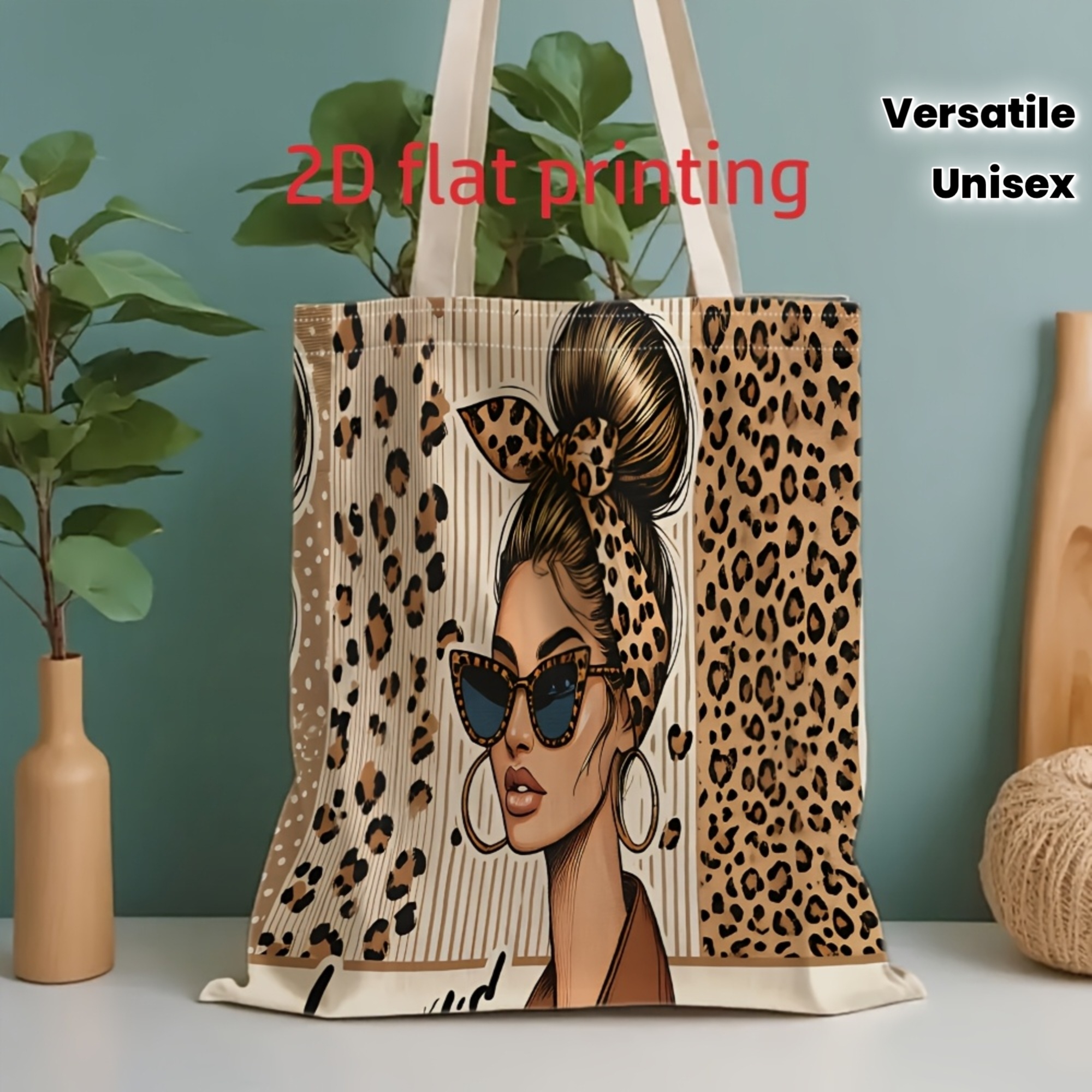 E-shop Leopardenmuster Charakter Muster Mode Stil Tragetasche - Unisex 2D Flachdruck, Tragbare Schultertasche, Hand- und Schulterkörper Dual Nutzung,