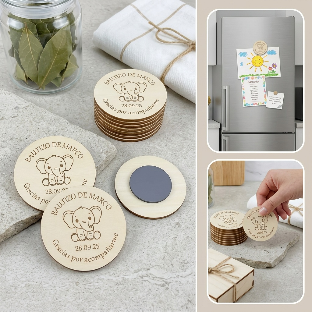 Custom Personalized Wooden Zoo Animal Magnet for Baptism