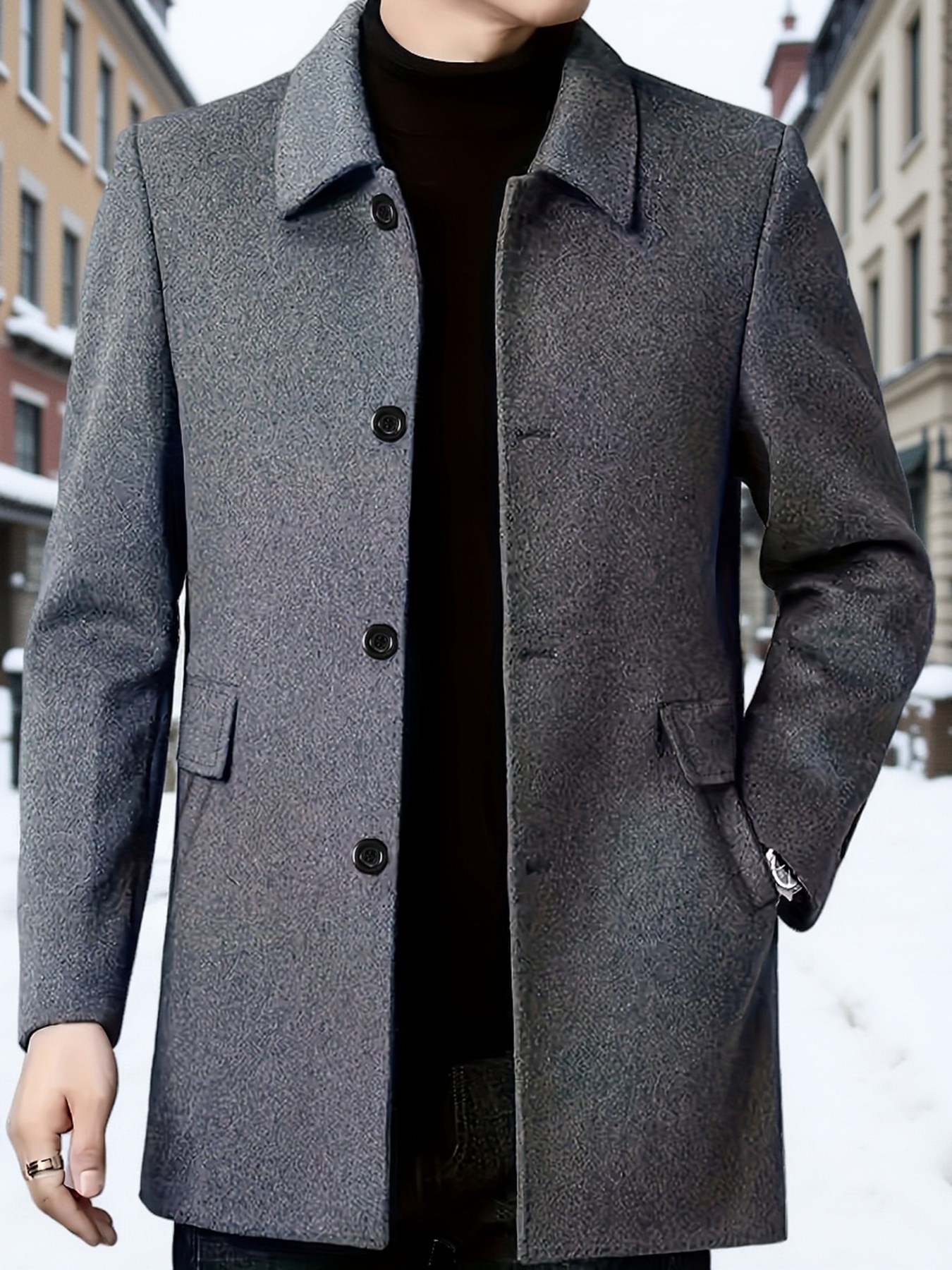 [Wanrenshan OBM] 2025 American Style New Men'S Casual Classic Versatile Solid Color Side Double Pocket Easy Design Handsome Dad Wrinkle-Resistant Non-Iron Single-Breasted Light Luxury Trench Coat