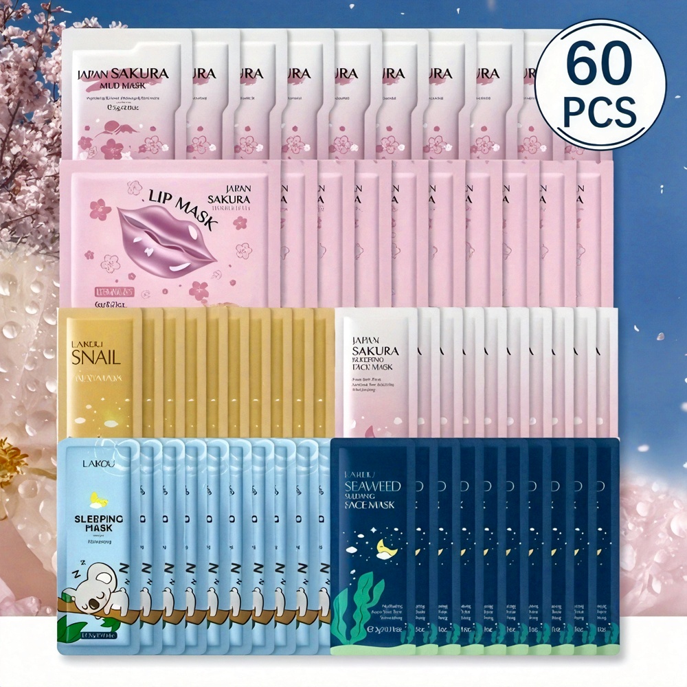 60pas moisturizing mask including 10 cherry lip mask - Temu