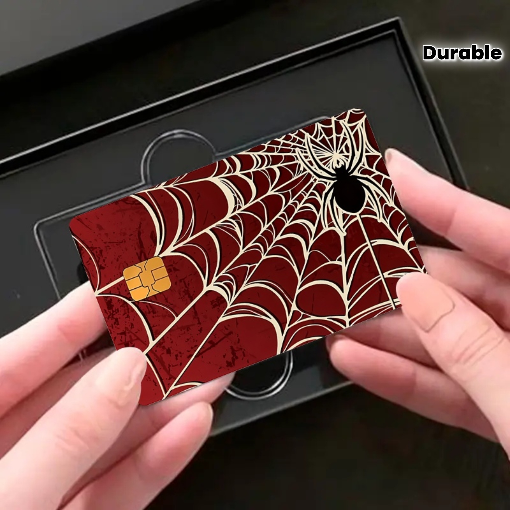 spider web design credit card sleeve red golden durable pvc - Temu United Kingdom