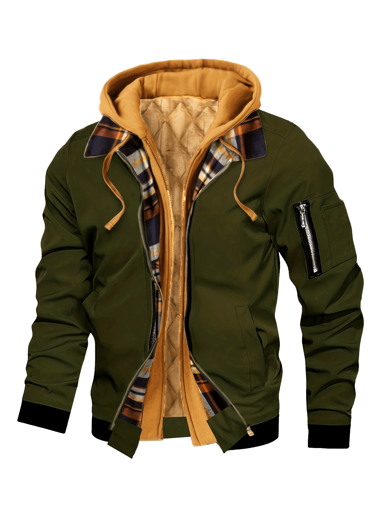 Veste d'hiver à capuche pour homme Pearson OBM, style coréen, un vêtement d'extérieur décontracté et tendance, couleur unie, style formel, avec détails de fermeture éclair