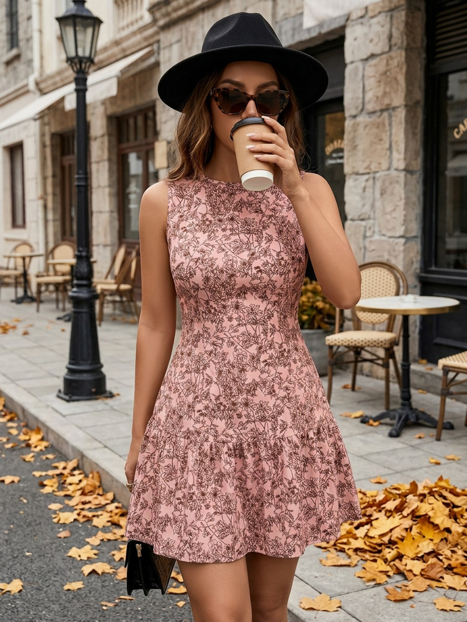 Este elegante vestido floral sem mangas com decote redondo 6