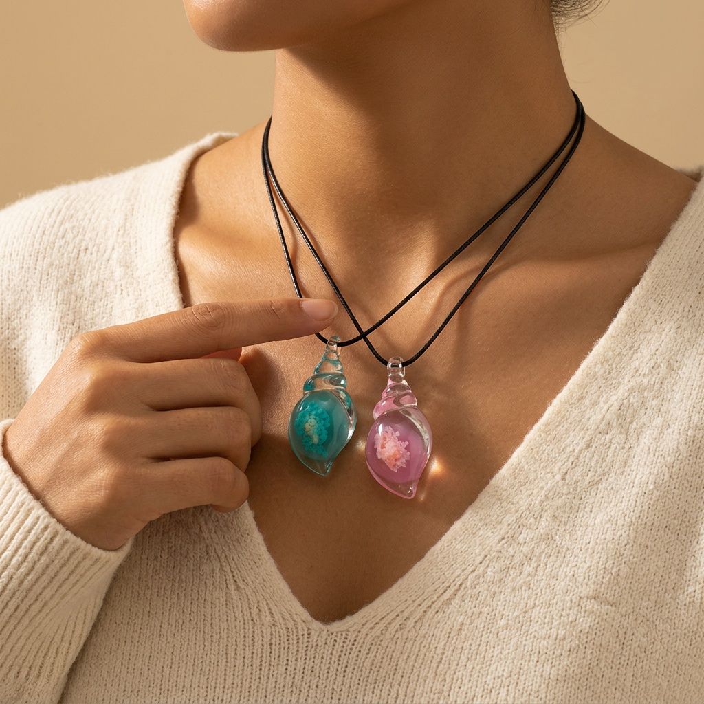 2pc Glow Seashell Necklaces, Romantic Nighttime Essentials