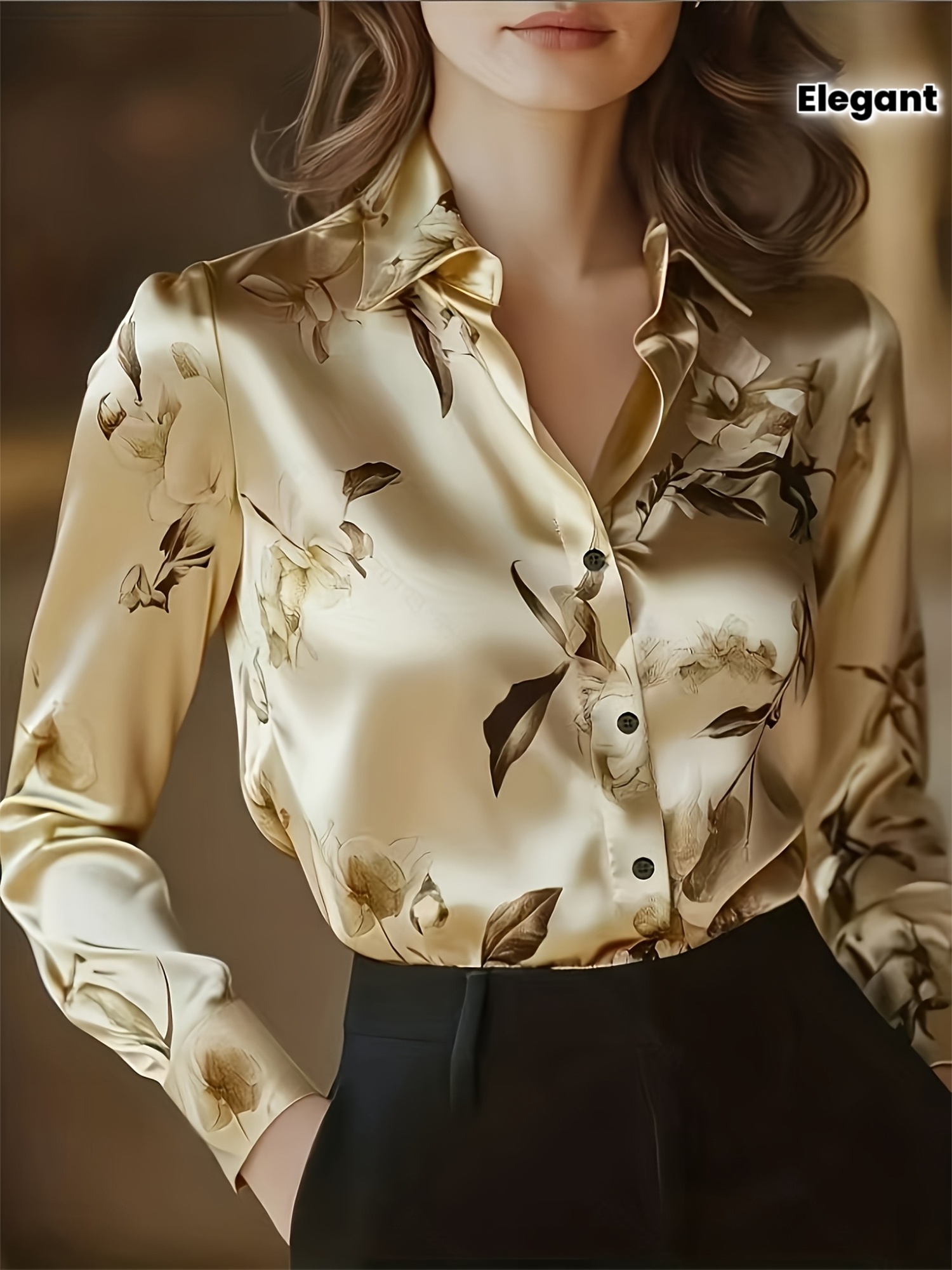 elegant special edition womens printed long sleeve shirt details 8