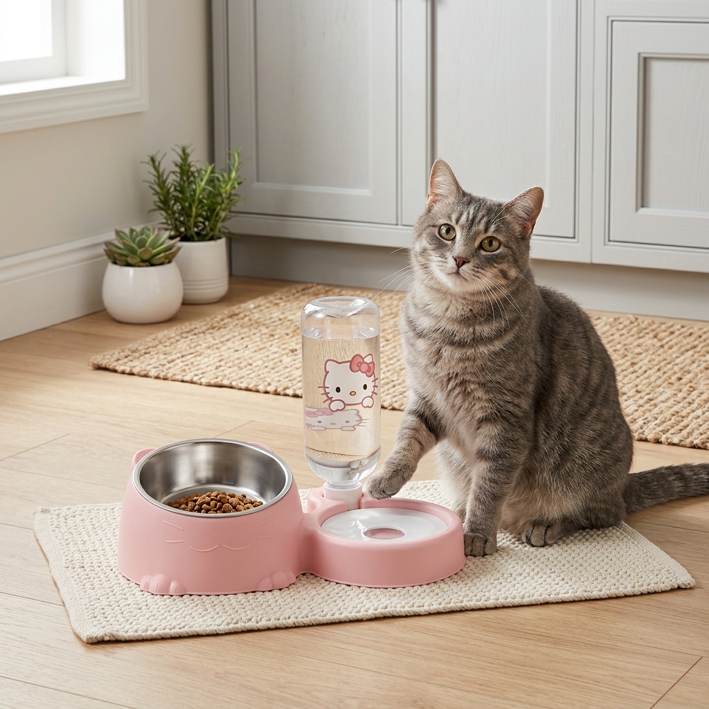 2-in-1 Sanrio Hello Kitty Stainless Steel Gravity-Fed Pet Bowl... product image 9