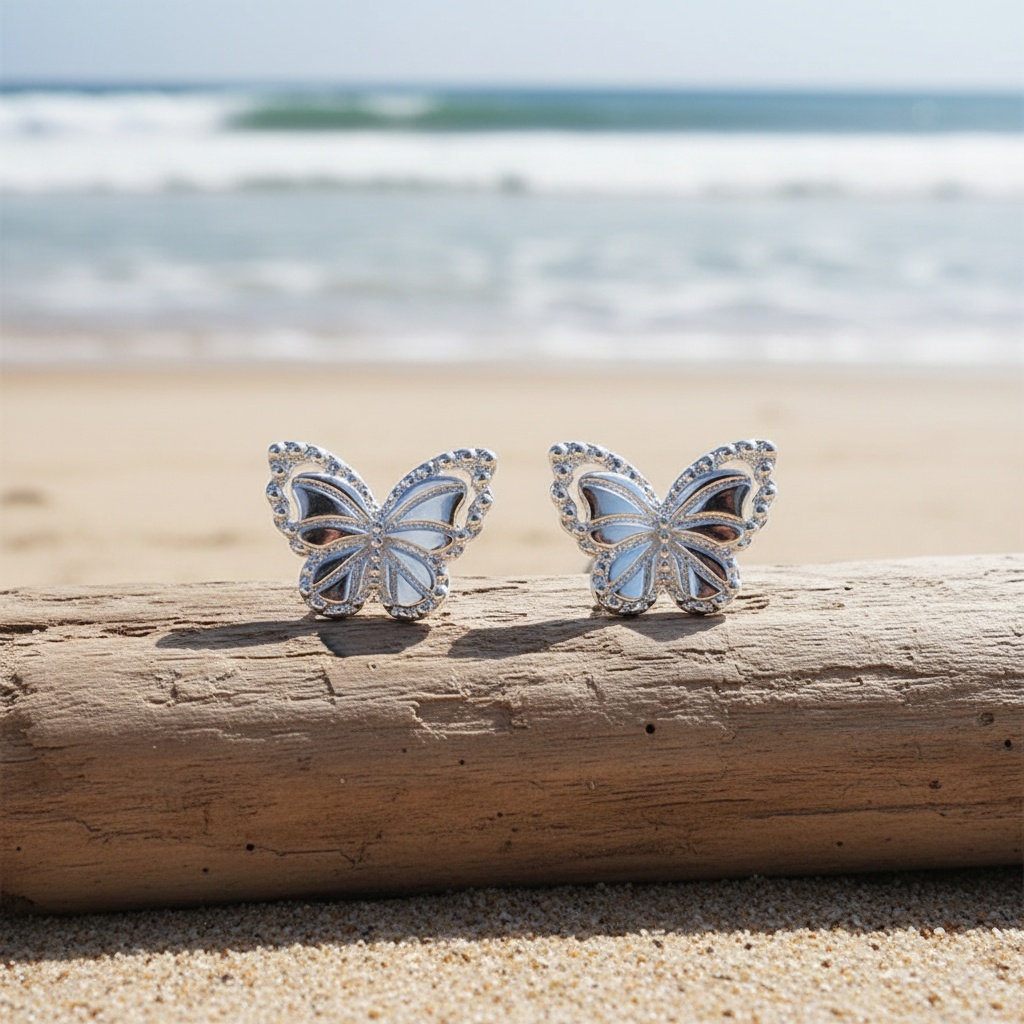 Women's Fashionable S925 Sterling Silver Butterfly Shaped Earrings