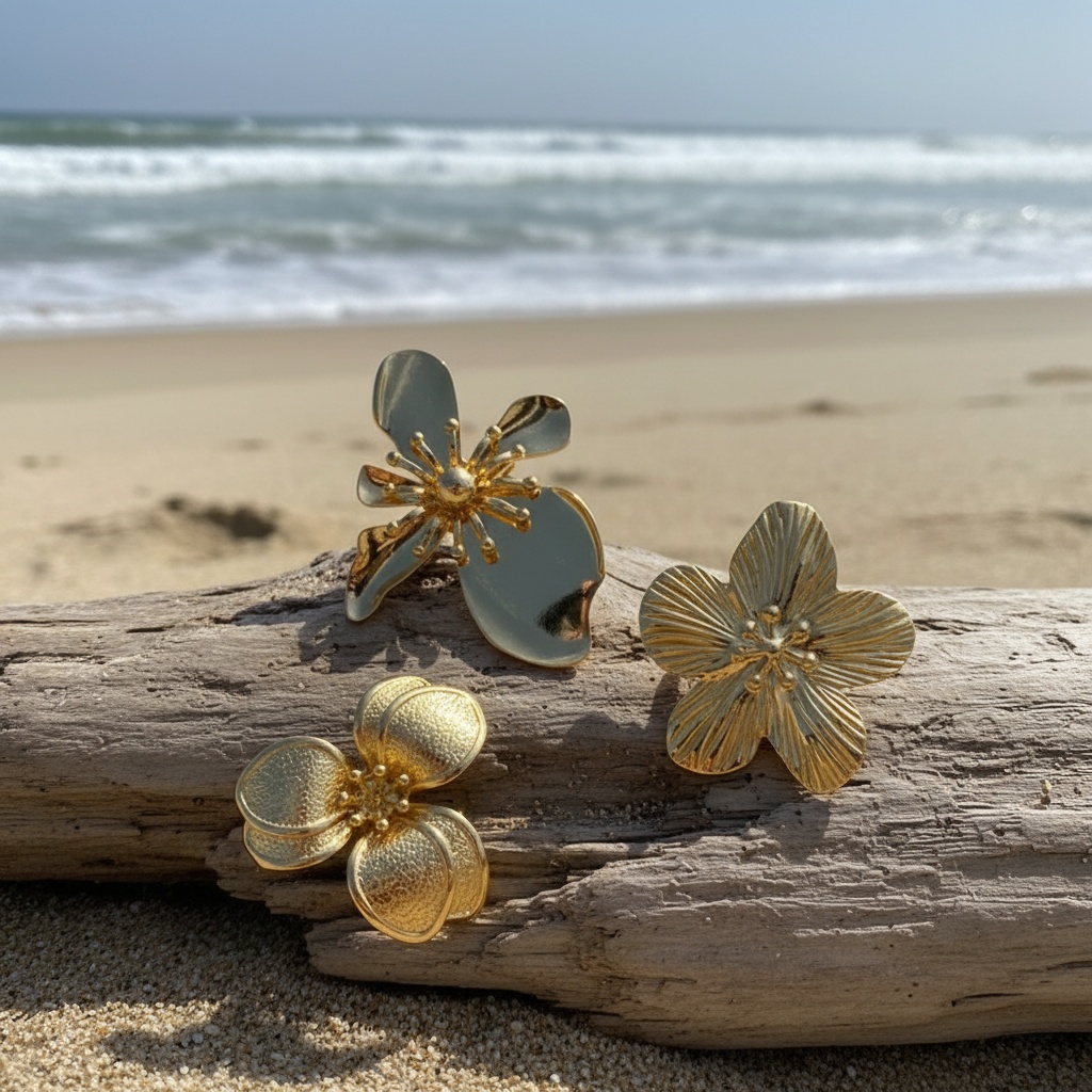 3pcs Women's Floral Brooch Set, Elegant Textured Petal Design
